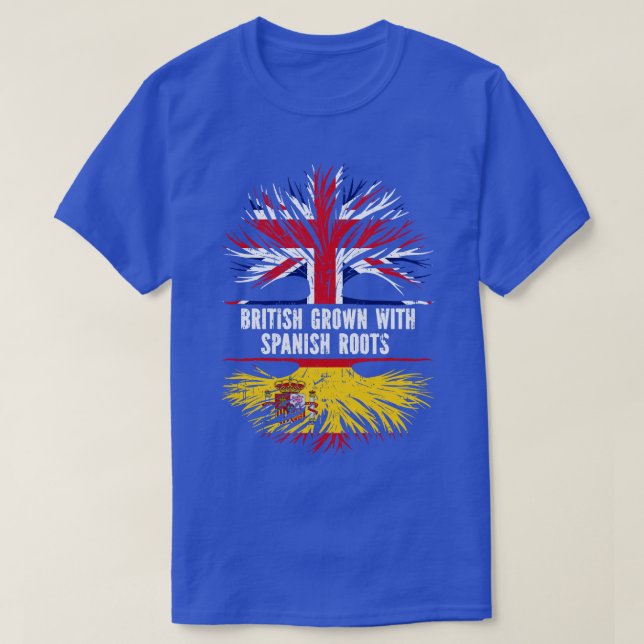 British Grown with Spain Roots UK Flagga England B T Shirt (Design framsida)