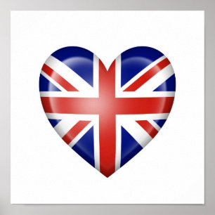 British Heart Flagga on White Poster