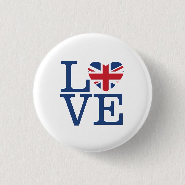 British Hearts - Kärlek Union Jack - Button Knapp (Framsida)