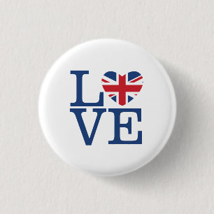 British Hearts - Kärlek Union Jack - Button Knapp