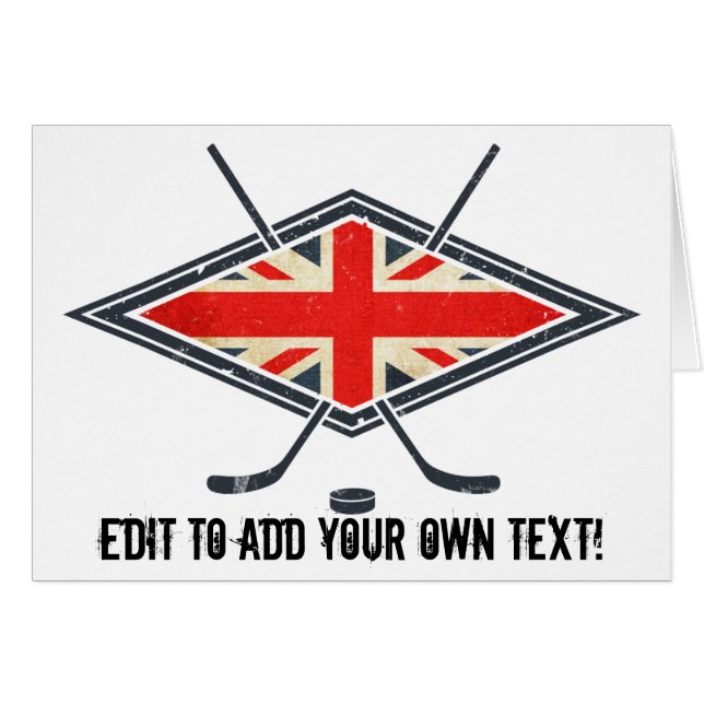 British Ice Hockey Flagga Hälsningskort (Framsidan Horizontal)