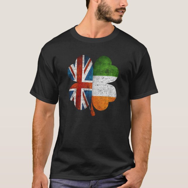 British Irish Shamrock United Ireland Flagga T Shirt (Framsida)