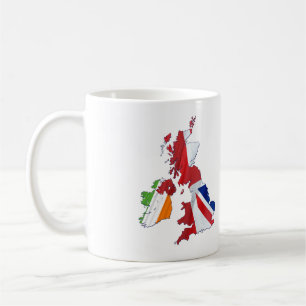 BRITISH ISLES KARTA OCH FLAGGOR COFFEE MUGG