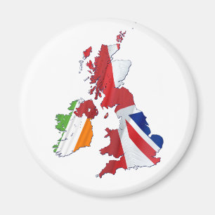 BRITISH ISLES KARTA OCH FLAGGOR MAGNET