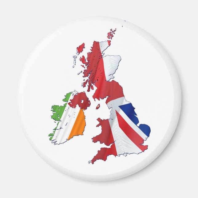 BRITISH ISLES KARTA OCH FLAGGOR MAGNET (Framsidan)