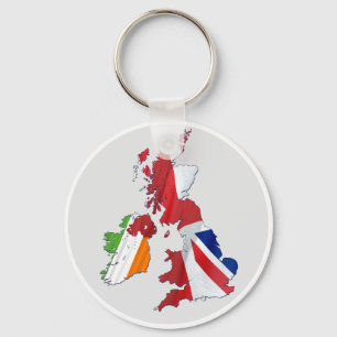 BRITISH ISLES KARTA OCH FLAGGOR NYCKELRING