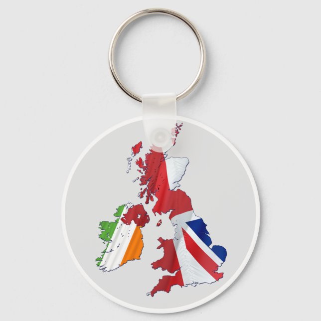 BRITISH ISLES KARTA OCH FLAGGOR NYCKELRING (Framsida)