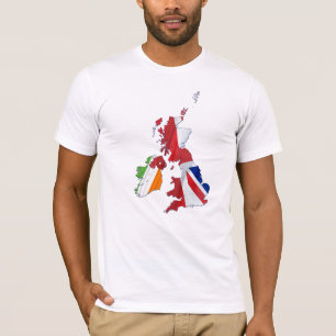 BRITISH ISLES KARTA OCH FLAGGOR T SHIRT