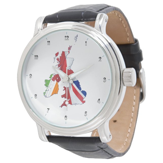 BRITISH ISLES KARTA OCH FLAGGOR WATCH ARMBANDSUR (Vinklad)