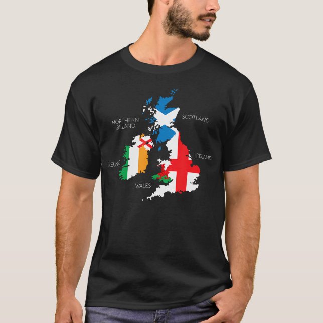 British Isles Sea Ireland Scotland Wales England M T Shirt (Framsida)