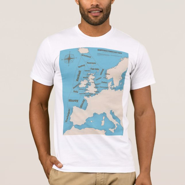 British Isles Shipping Forecast in färg T Shirt (Framsida)