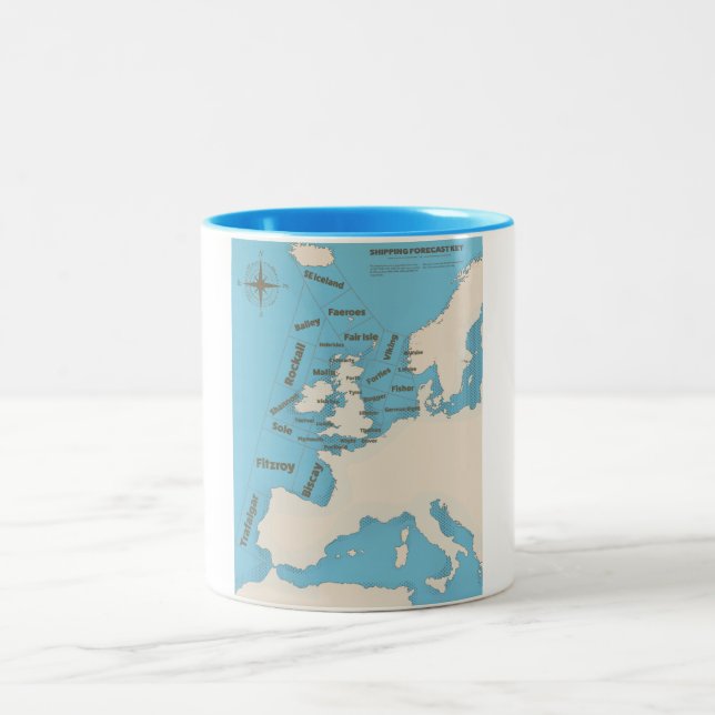 British Isles Shipping Forecast in färg Två-Tonad Mugg (Center)