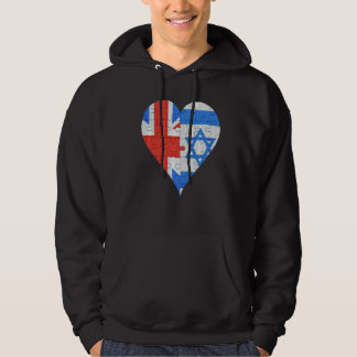 British Isreali Flagga Heart Hoodie
