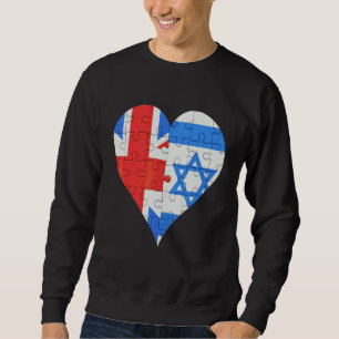 British Isreali Flagga Heart Lång Ärmad Tröja