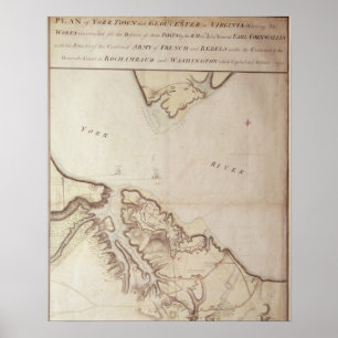 British karta of the Siege of Yorktown, 1781 Poster
