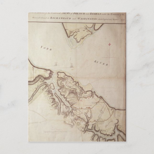 British karta of the Siege of Yorktown, 1781 Vykort (Framsida)