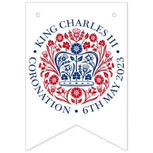 British Kung III Charles Memorabilia Coronation Vimplar