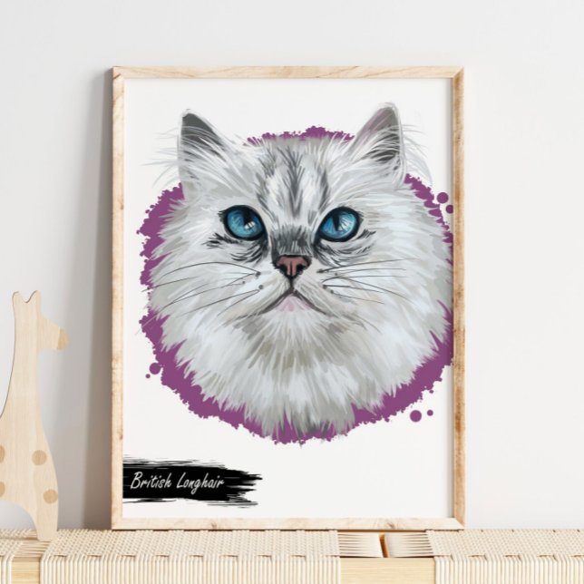 British Långhårig Cat Print | Skriv ut kattvägg Poster (Skapare uppladdad)