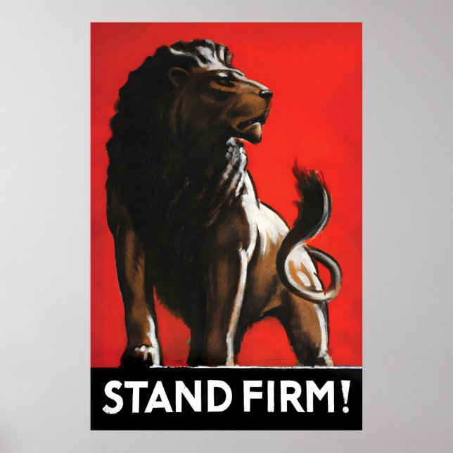 British Lion Patriotism Poster Stand Firm WWI (Framsidan)