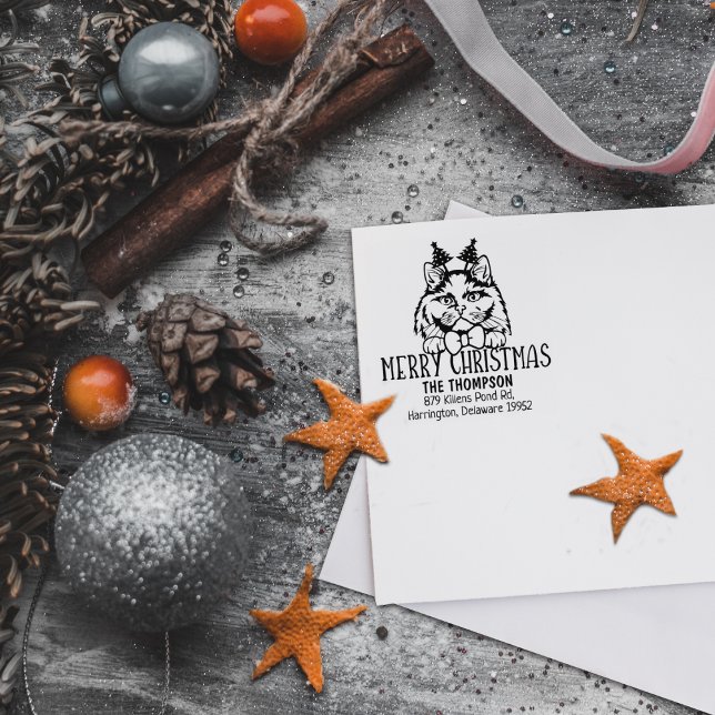 British Long Hved Cat Returadress-jul Stämpel (Skapare uppladdad)