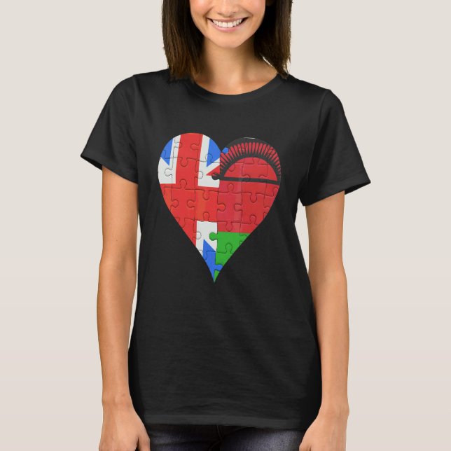 British Malawian Flagga Heart T Shirt (Framsida)
