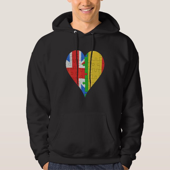 British Malian Flagga Heart Hoodie (Framsida)
