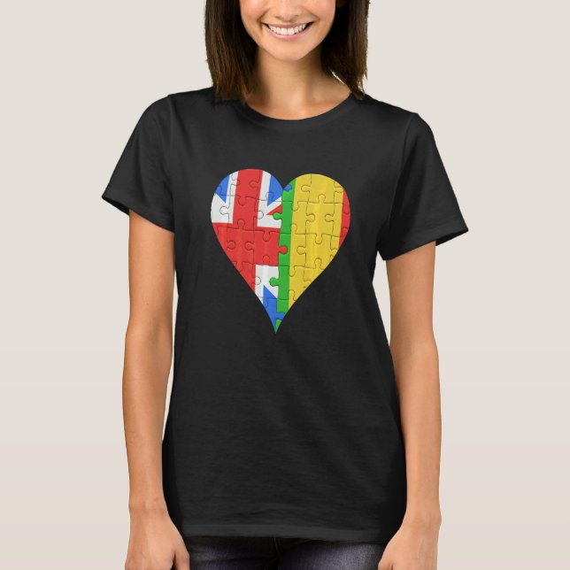 British Malian Flagga Heart T Shirt (Framsida)