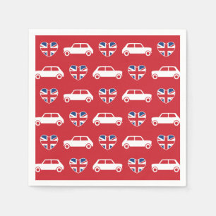 British Mini Cooper Hearts - Red Cocktail Napkins Pappersservett