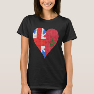 British Moroccan Flagga Heart T Shirt