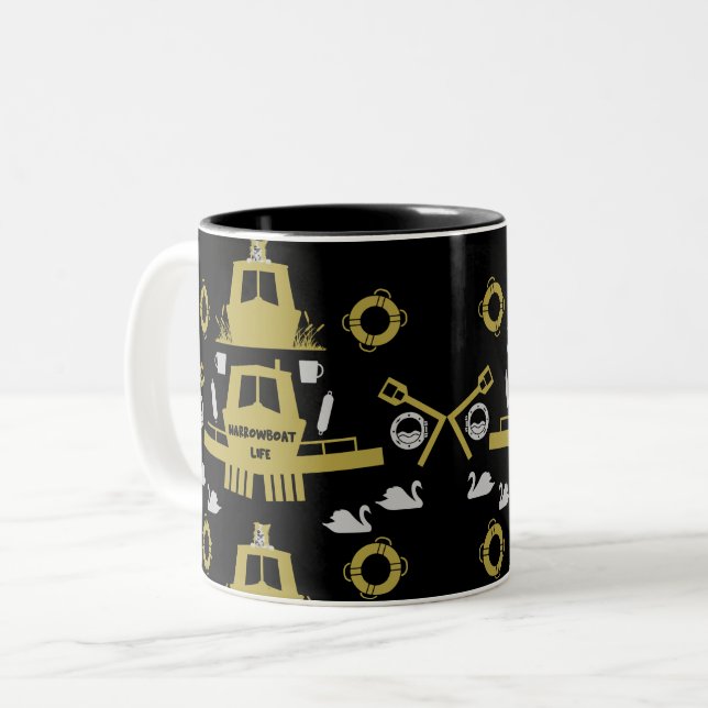 British Narrowboat Gifts Två-Tonad Mugg (Framsida vänster)