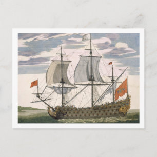 British Navy: a first-rate frakt fly the White E Vykort