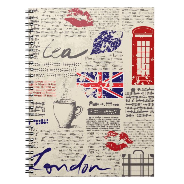 British newspaper pattern anteckningsbok (Framsidan)