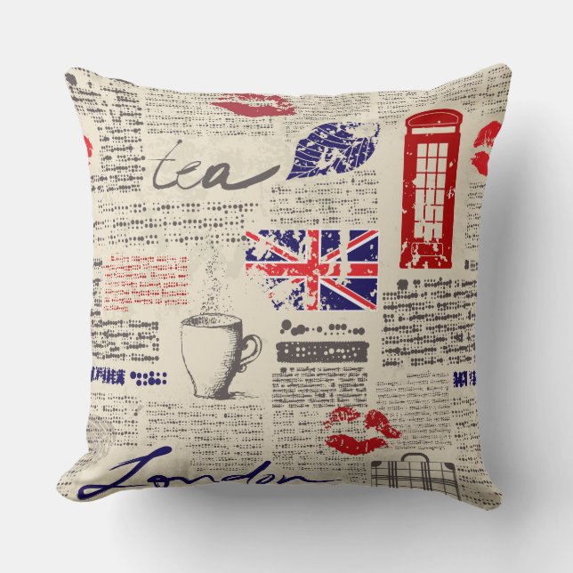 British newspaper pattern kudde (Framsida)