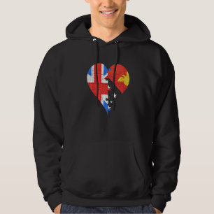 British Papua New Guinean Flagga Heart Hoodie