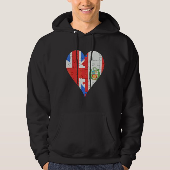British Peruvian Flagga Heart Hoodie (Framsida)