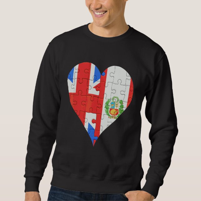 British Peruvian Flagga Heart Lång Ärmad Tröja (Framsida)