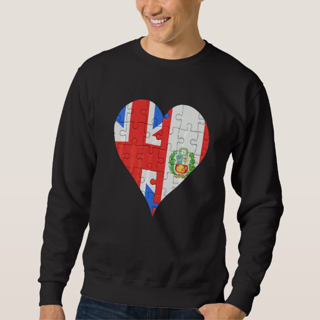 British Peruvian Flagga Heart Lång Ärmad Tröja (Framsida)