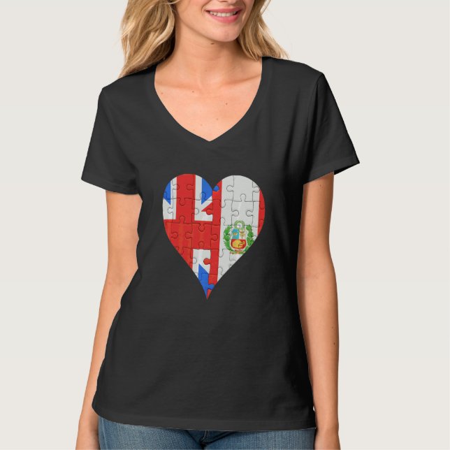 British Peruvian Flagga Heart T Shirt (Framsida)