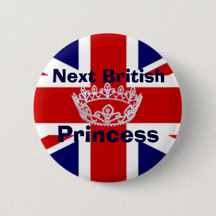 British Princess Krona Pin Button Knapp