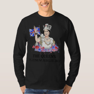 British Queen Flower British Flagga Platinum Jub T Shirt