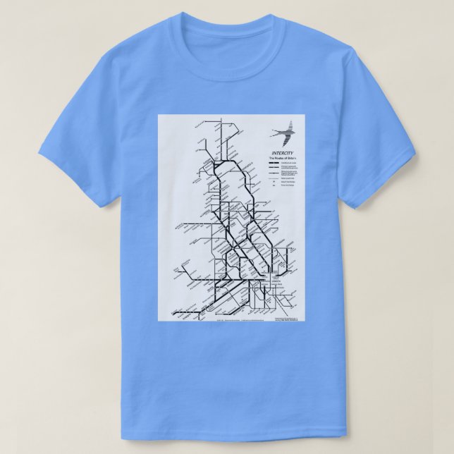 British Rail Intercity Carriage Map 1993 T Shirt (Design framsida)