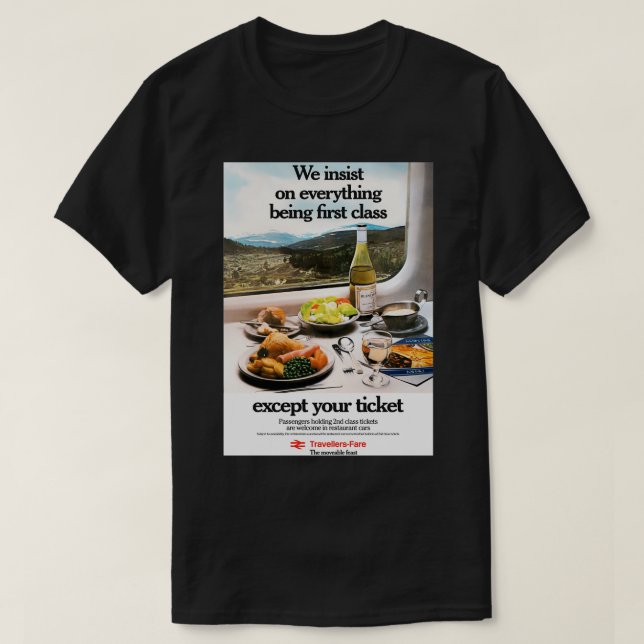 British Rail Travelers Fare 2nd Class Poster T Shirt (Design framsida)