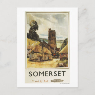 British Railway Poster i historik Village Scene Vykort