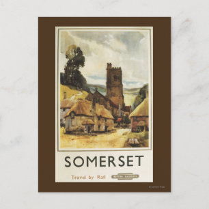 British Railway Poster i historik Village Scene Vykort