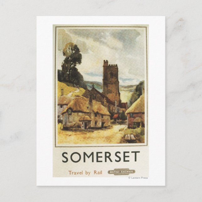British Railway Poster i historik Village Scene Vykort (Framsida)