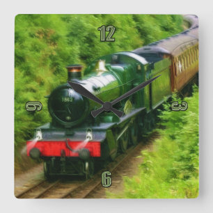 British Railway Steam Tåg Art V Fyrkantig Klocka