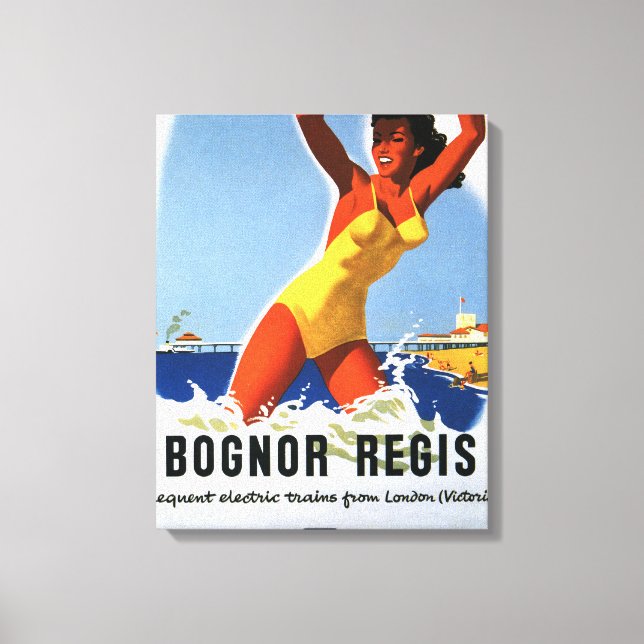 British Railways Girl and Beachball Poster Canvastryck (Framsida)
