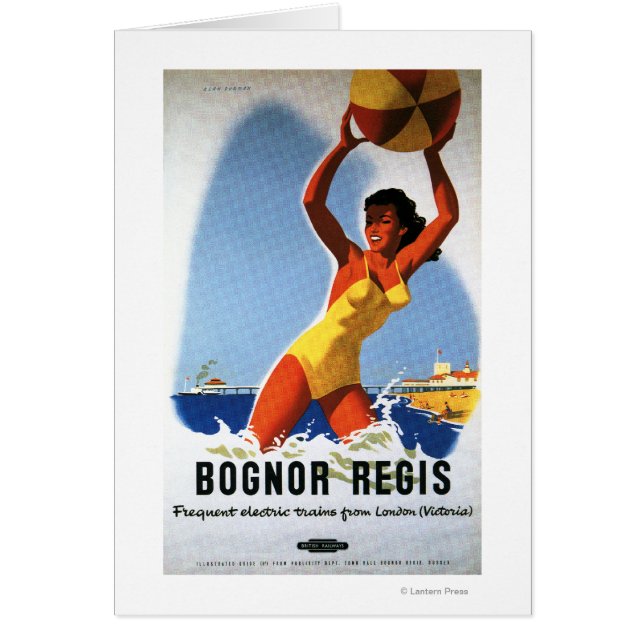 British Railways Girl and Beachball Poster Hälsningskort (Framsidan)