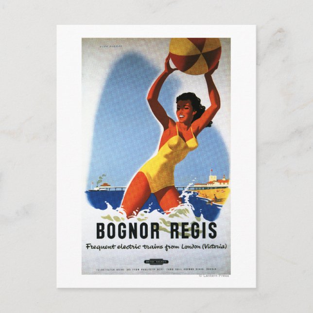 British Railways Girl and Beachball Poster Vykort (Framsida)