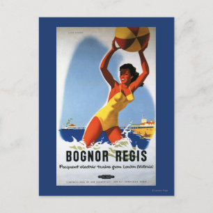 British Railways Girl and Beachball Poster Vykort